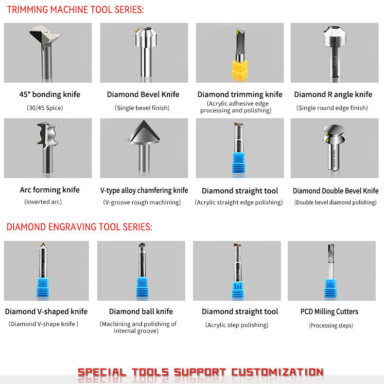 Alat pemotong penggilingan CNC praktis Alat pemotong CNC akrilik industri Untuk pemotongan kecepatan tinggi akrilik