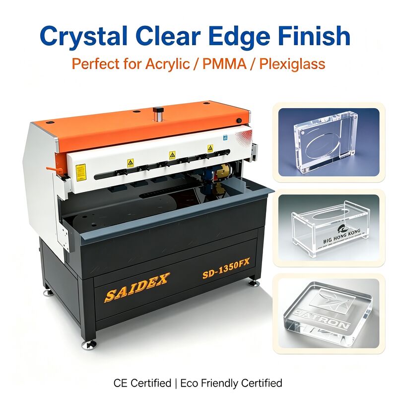 Kecepatan tinggi 0-2m/min 3.5kw Power Acrylic PMMA Polishing Machine dengan area kerja 1350mm