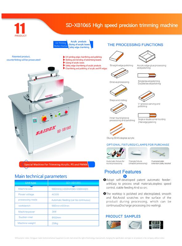 Saide China Pabrik Pasokan Mesin Beveling Dapat Memotong Akrilik R-angle Chamfering Mesin Untuk PMMA / PS / MS / PC
